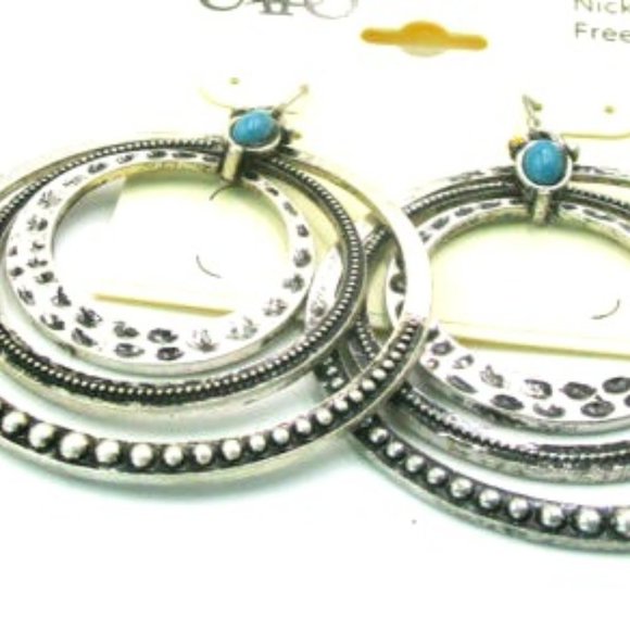 Cato Jewelry - Womens Cato Turquoise Silver Hoop Earrings